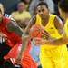 Michigan freshman Glenn Robinson III looks to pass the ball to sophomore Trey Burke during the second half at Crisler Center on Tuesday, Feb. 5. Melanie Maxwell I AnnArbor.com